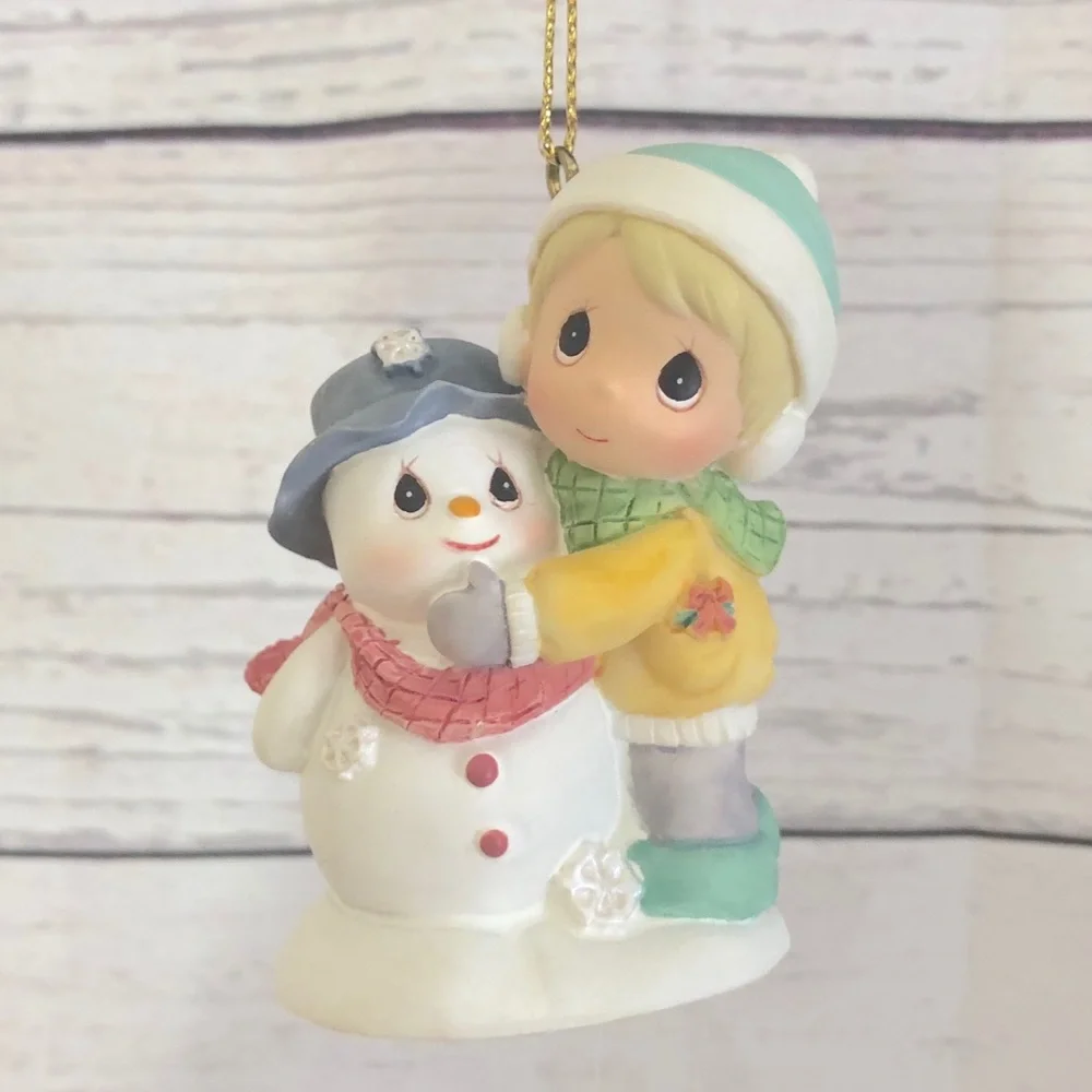 Precious Moments Christmas Wind Chime Girl Snowman Ceramic Figurine
